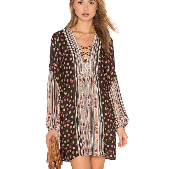 Free People Pebble Rain or Shine Long Sleeve Front Lace up Dress Size XS - Picture 2 of 10
